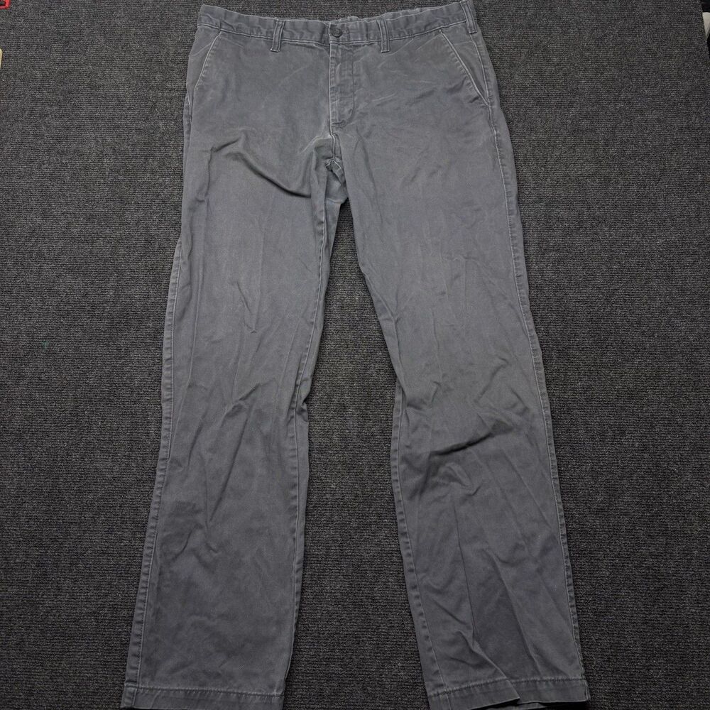 Eddie Bauer Men's Gray Chino Pants 38x34 Straight Leg Twill Cotton Casual